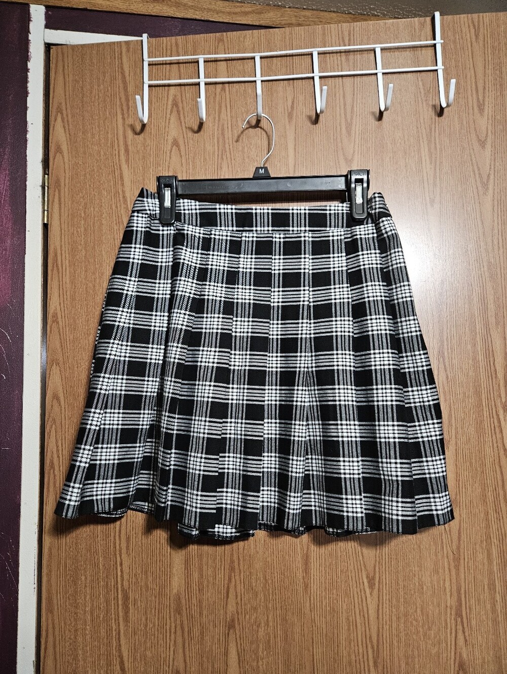 New Look Black Plaid Pleated School Girl Mini Skirt Size 6!